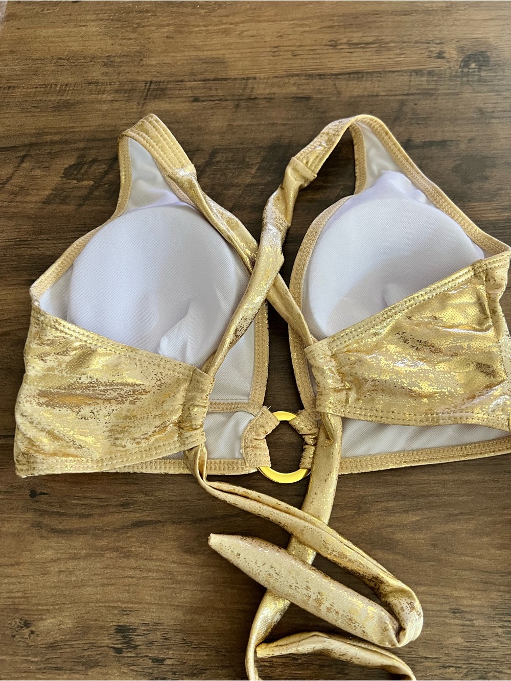 Metallic Gold Halter Ring-Accent Bikini Set - Picture 8 of 12